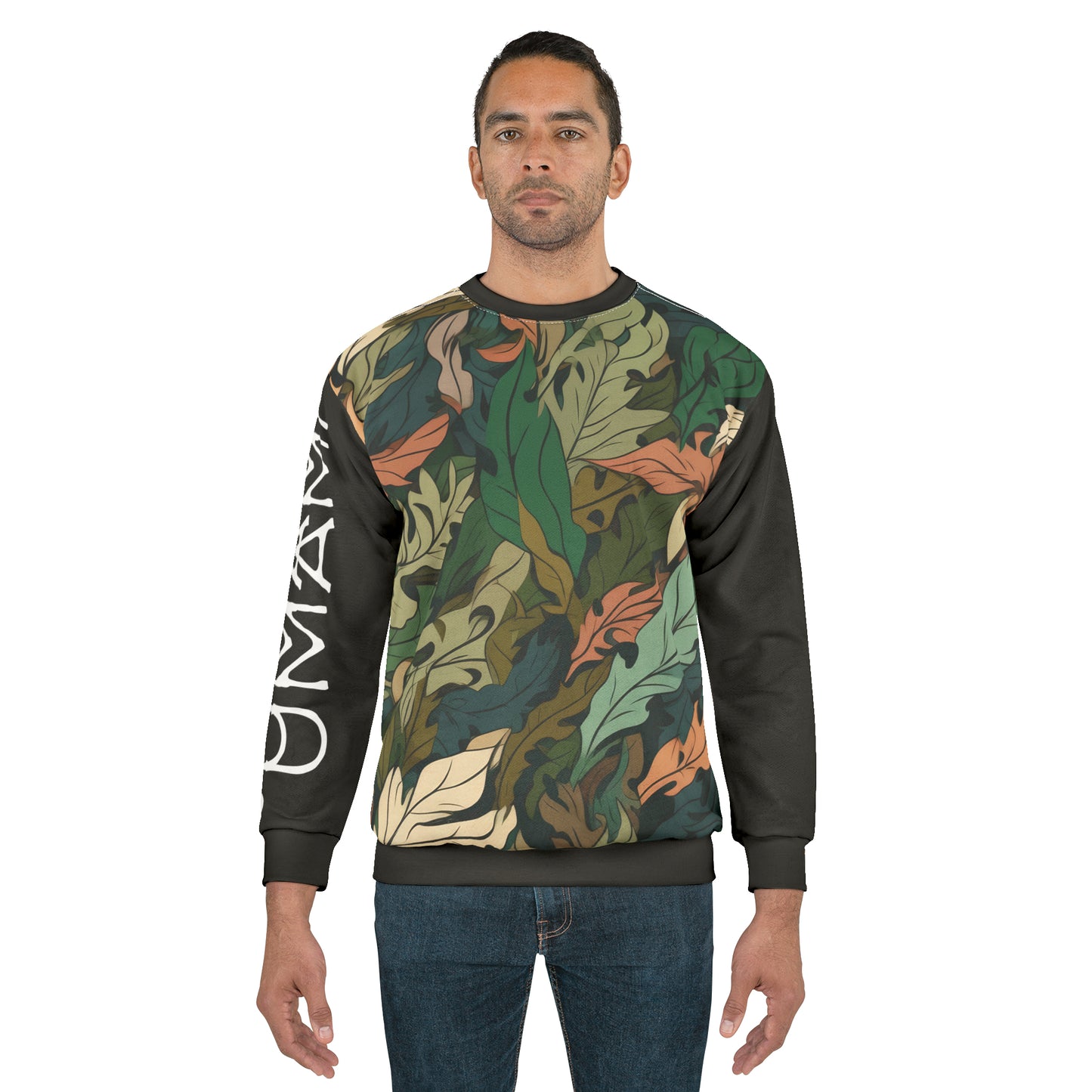 Unisex Sweatshirt Camo Leaves Black