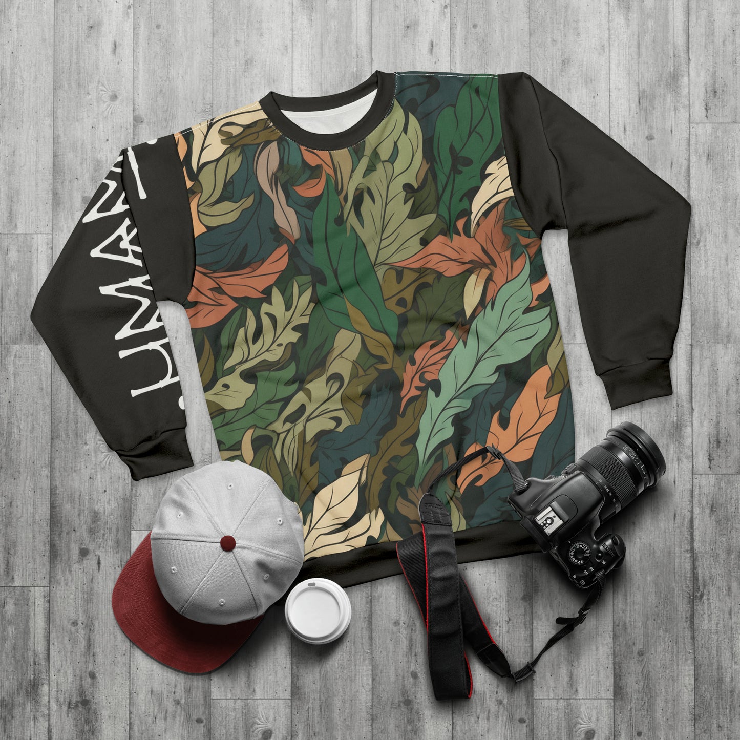 Unisex Sweatshirt Camo Leaves Black