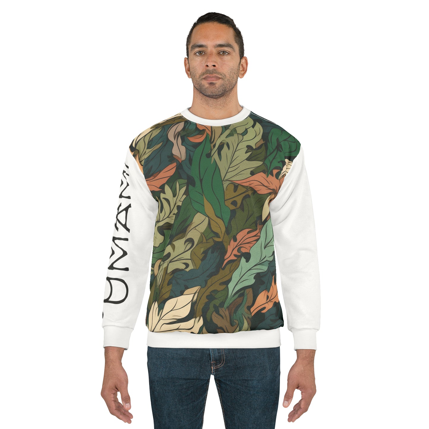Unisex Sweatshirt Camo Leaves White