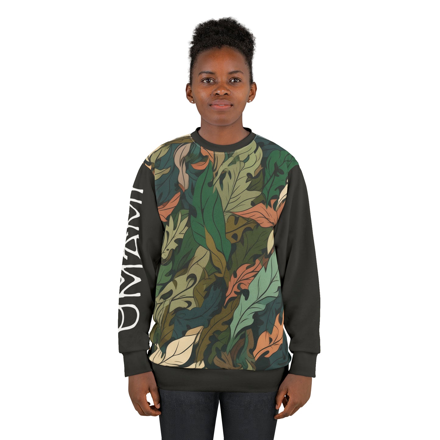 Unisex Sweatshirt Camo Leaves Black