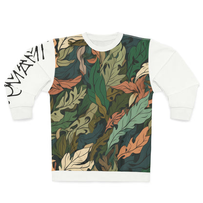 Unisex Sweatshirt Camo Leaves White 