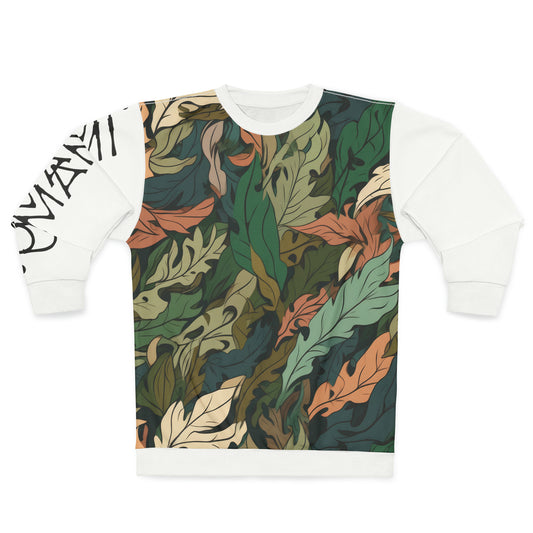 Unisex Sweatshirt Camo Leaves White 