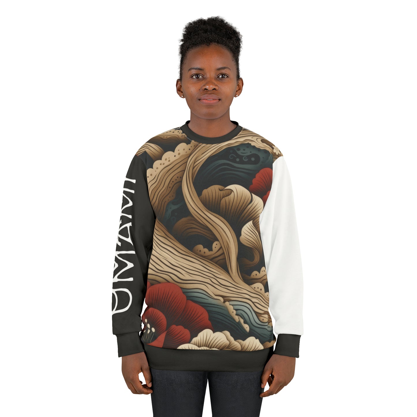 Unisex Sweatshirt Asian Style White Sleeve 