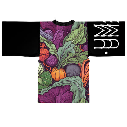 Kimono style dresses Vegetables Black 