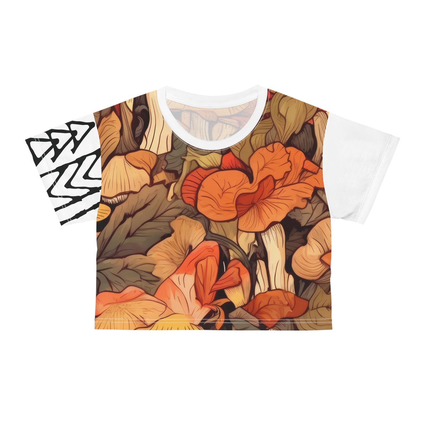 Crop Tee Autumn Leaves White 