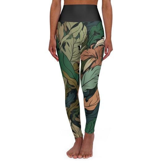 Leggings de yoga taille haute Feuilles Camo