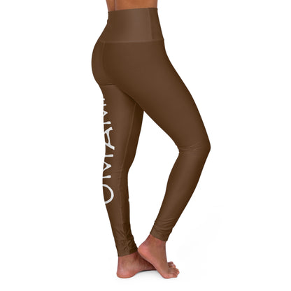 High-waisted yoga leggings Pale brown 