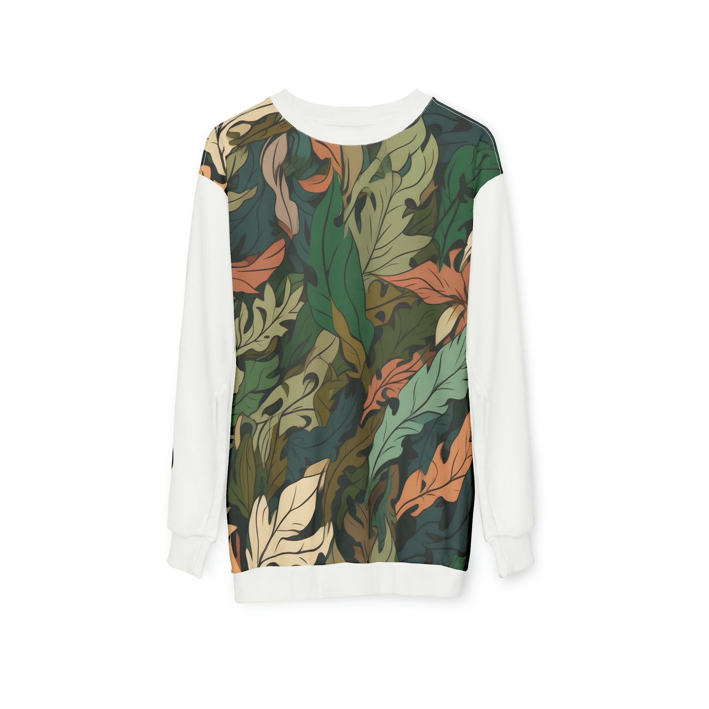 Unisex Sweatshirt Camo Leaves White 