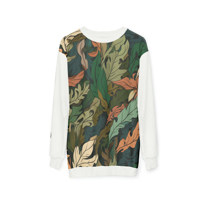 Unisex Sweatshirt Camo Leaves White 