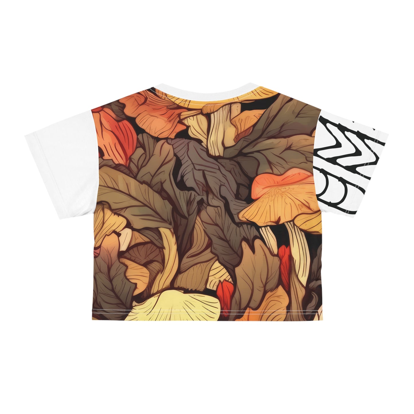 Crop Tee Autumn Leaves White 
