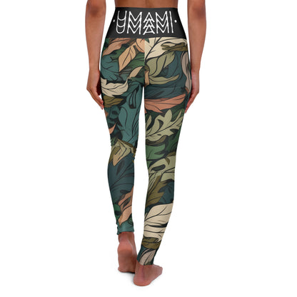 High Waisted Yoga Leggings Leaves Camo 