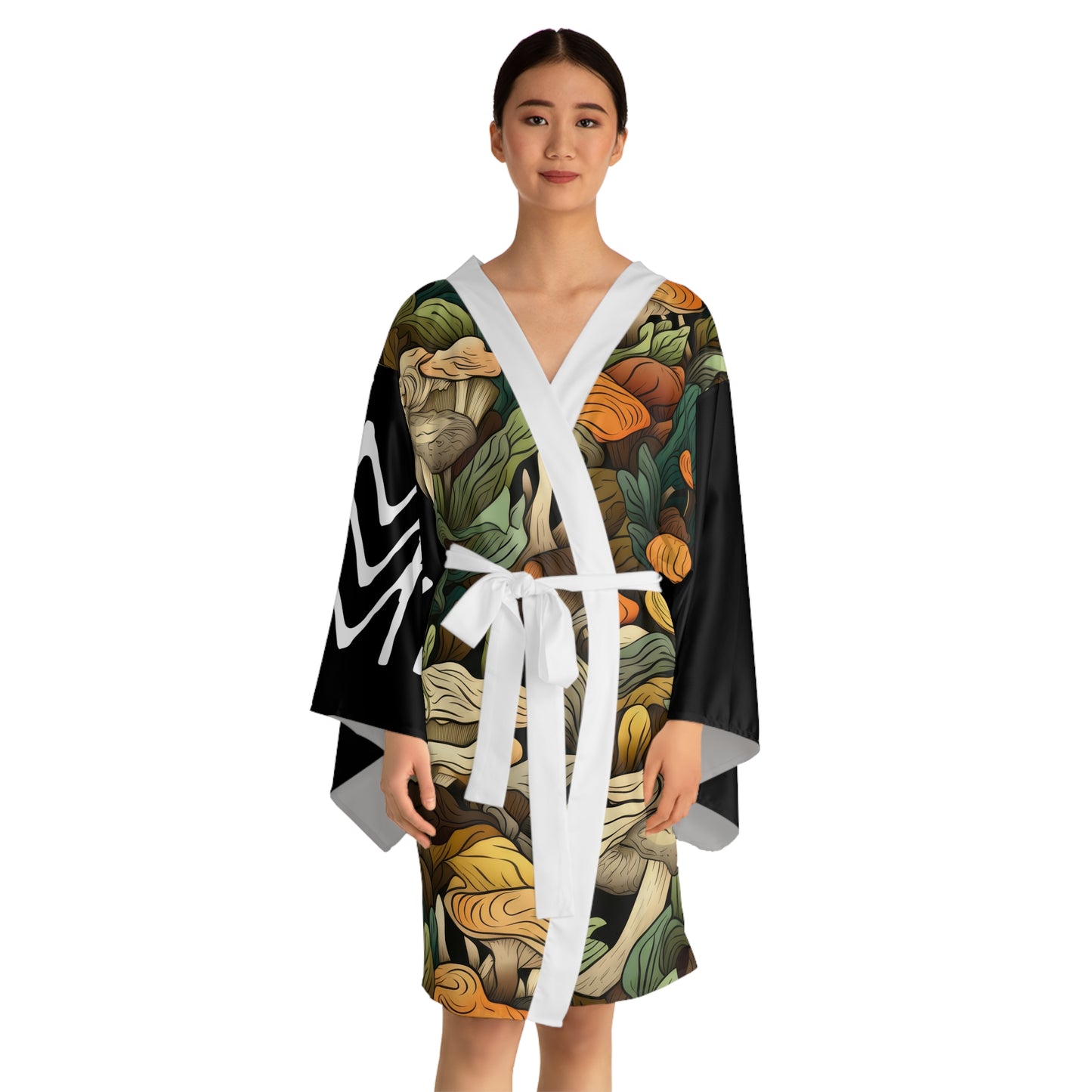 Kimono style dresses Mushrooms Black 