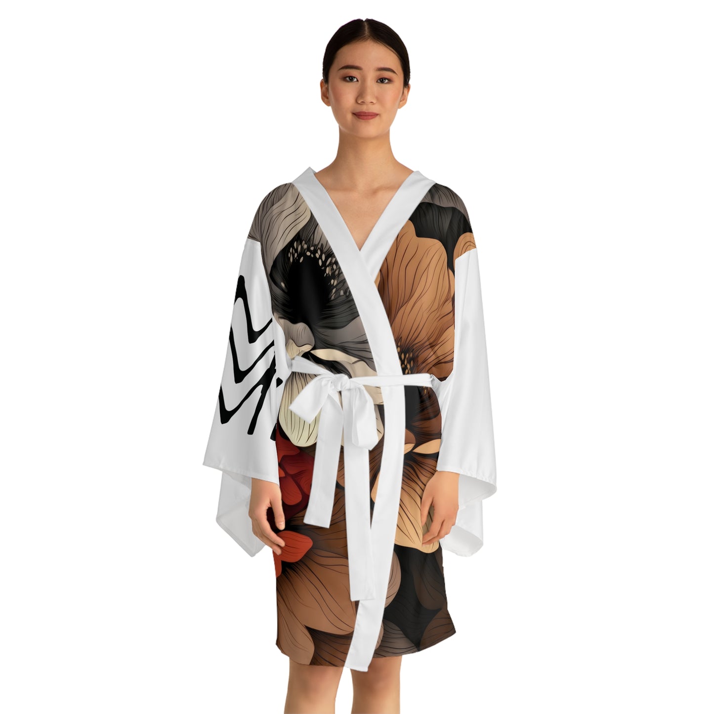 Robes de style kimono Fleurs Blanc