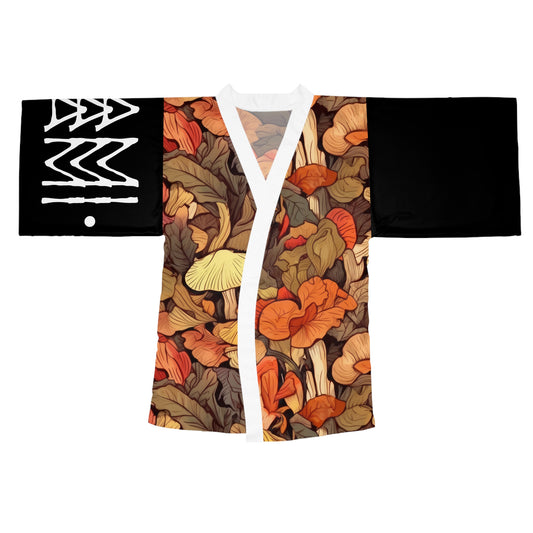 Kimono Style Dresses Autumn Leaves Black 