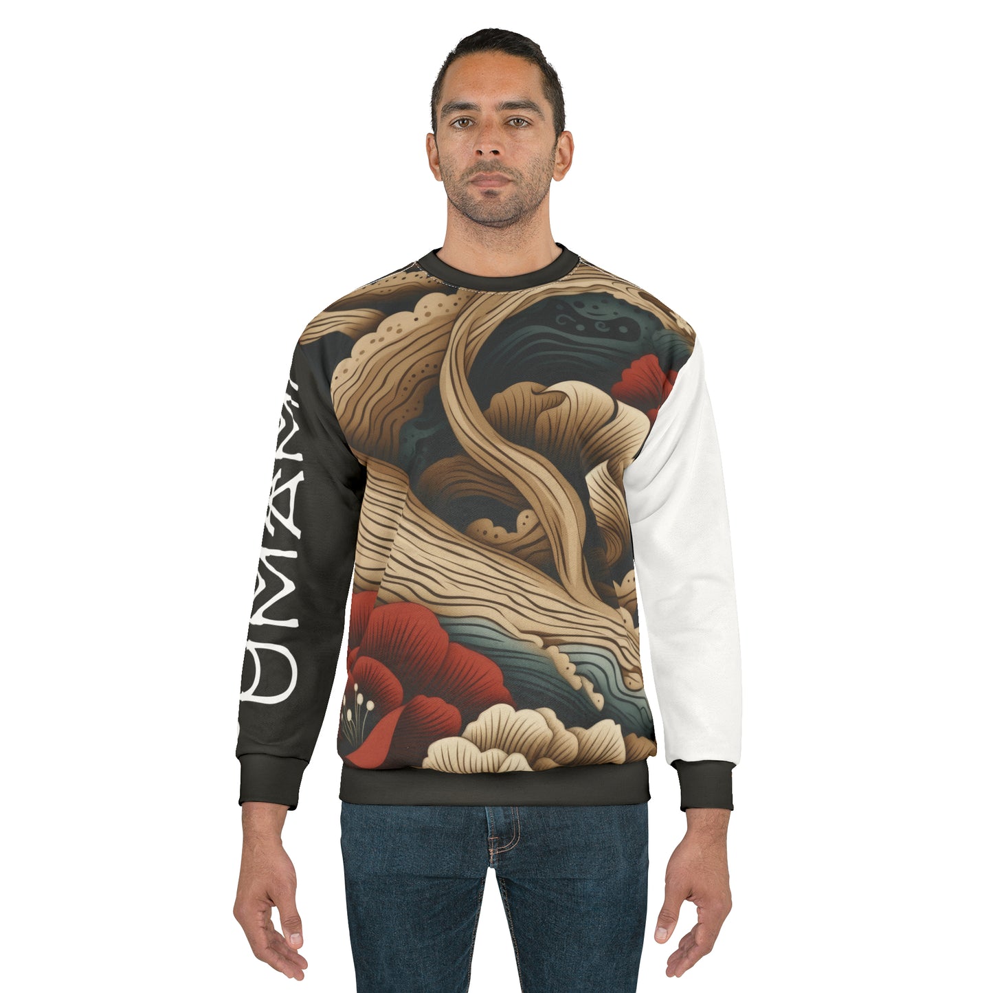Unisex Sweatshirt Asian Style White Sleeve 