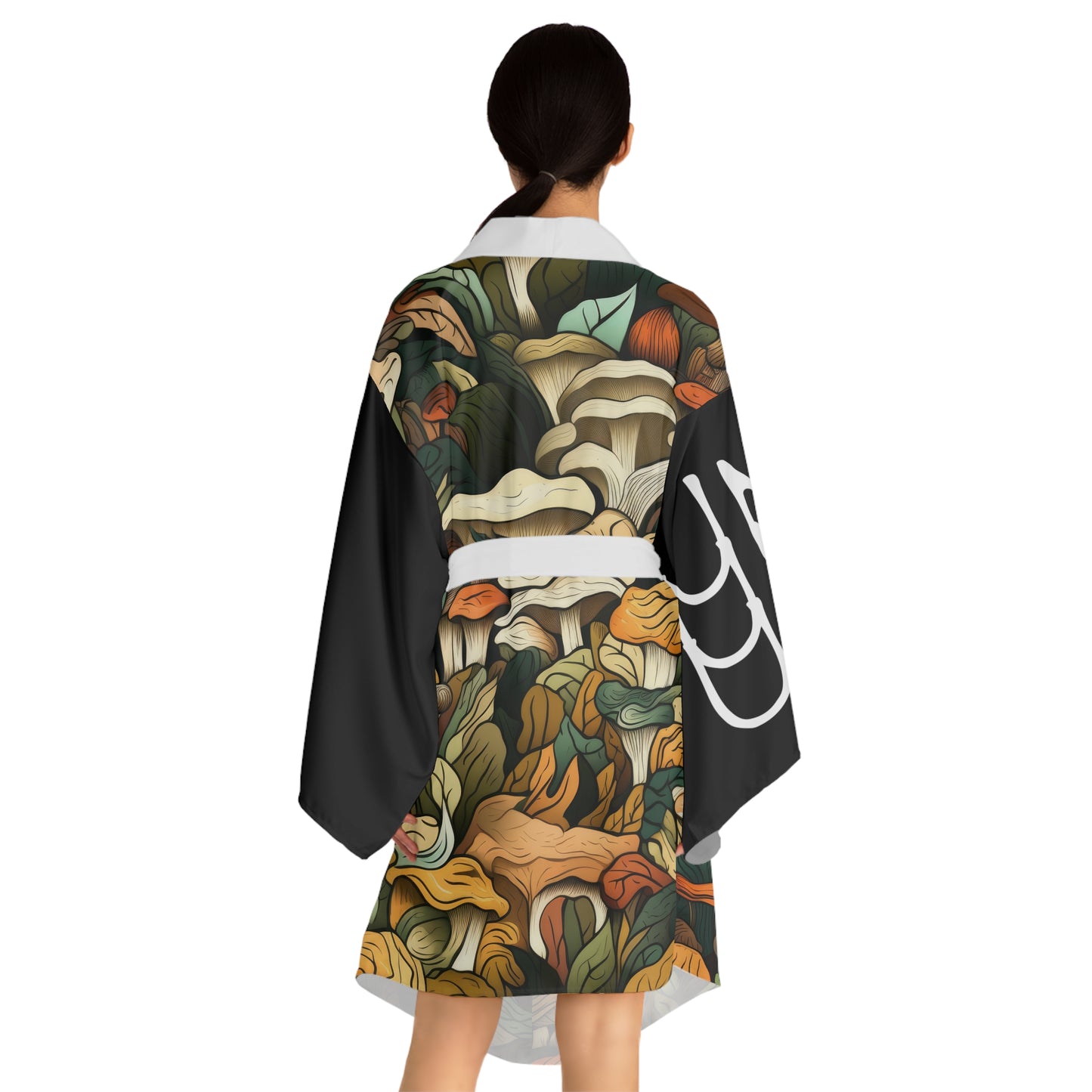 Kimono style dresses Mushrooms Black 