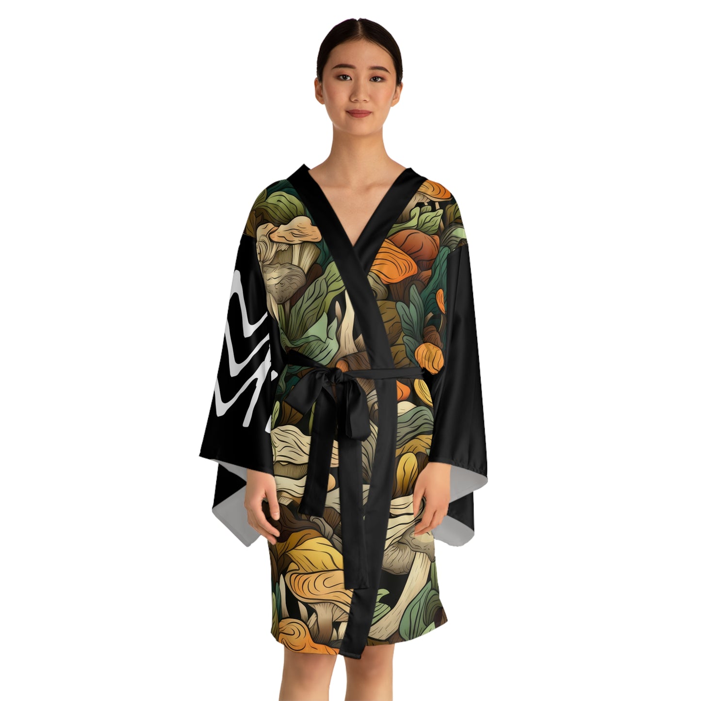 Kimono style dresses Mushrooms Black 