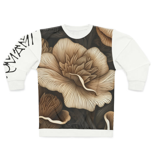 Unisex Sweatshirt Mushrooms Flowers White 