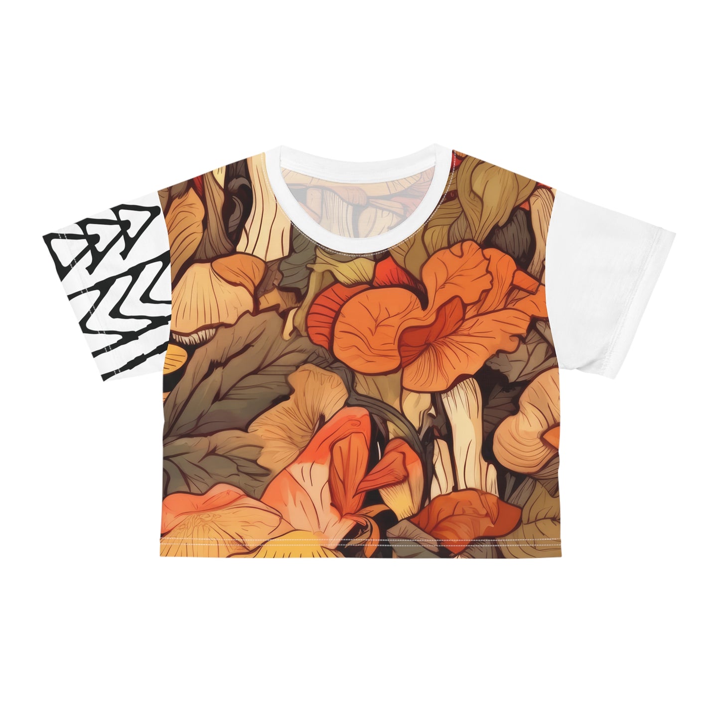 Crop Tee Autumn Leaves White 