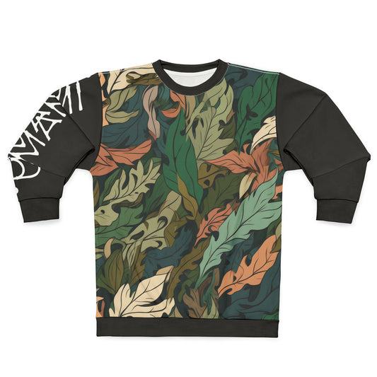 Unisex Sweatshirt Camo Leaves Black 