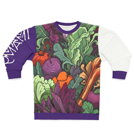 Unisex Sweatshirt Vegetable Purple White Sleeve 