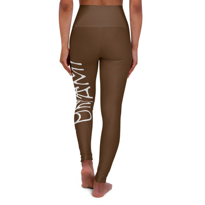 High-waisted yoga leggings Pale brown 