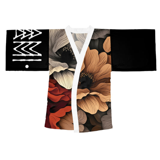 Kimono style dresses Flowers Black 