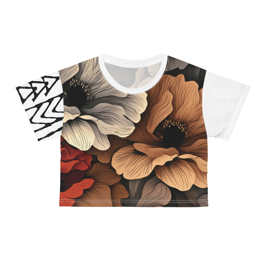 Crop Tee Fleurs Blanc