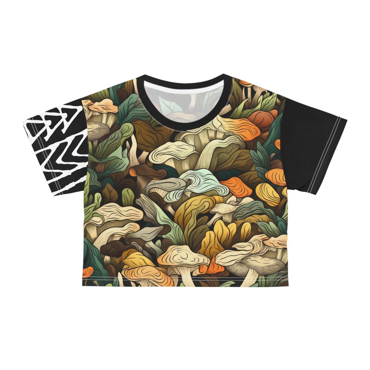 Crop Tee Champignons Noir